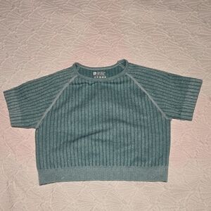 3/$10 Teal Short Sleeve Stretch Crop Top